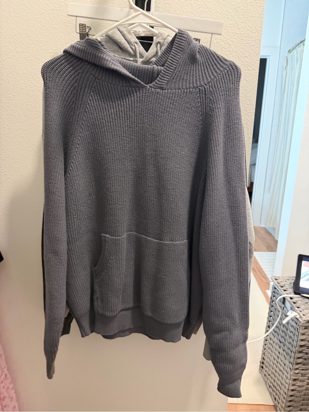 Edikted Light Gray Crewneck Knit Hoodie Sweater